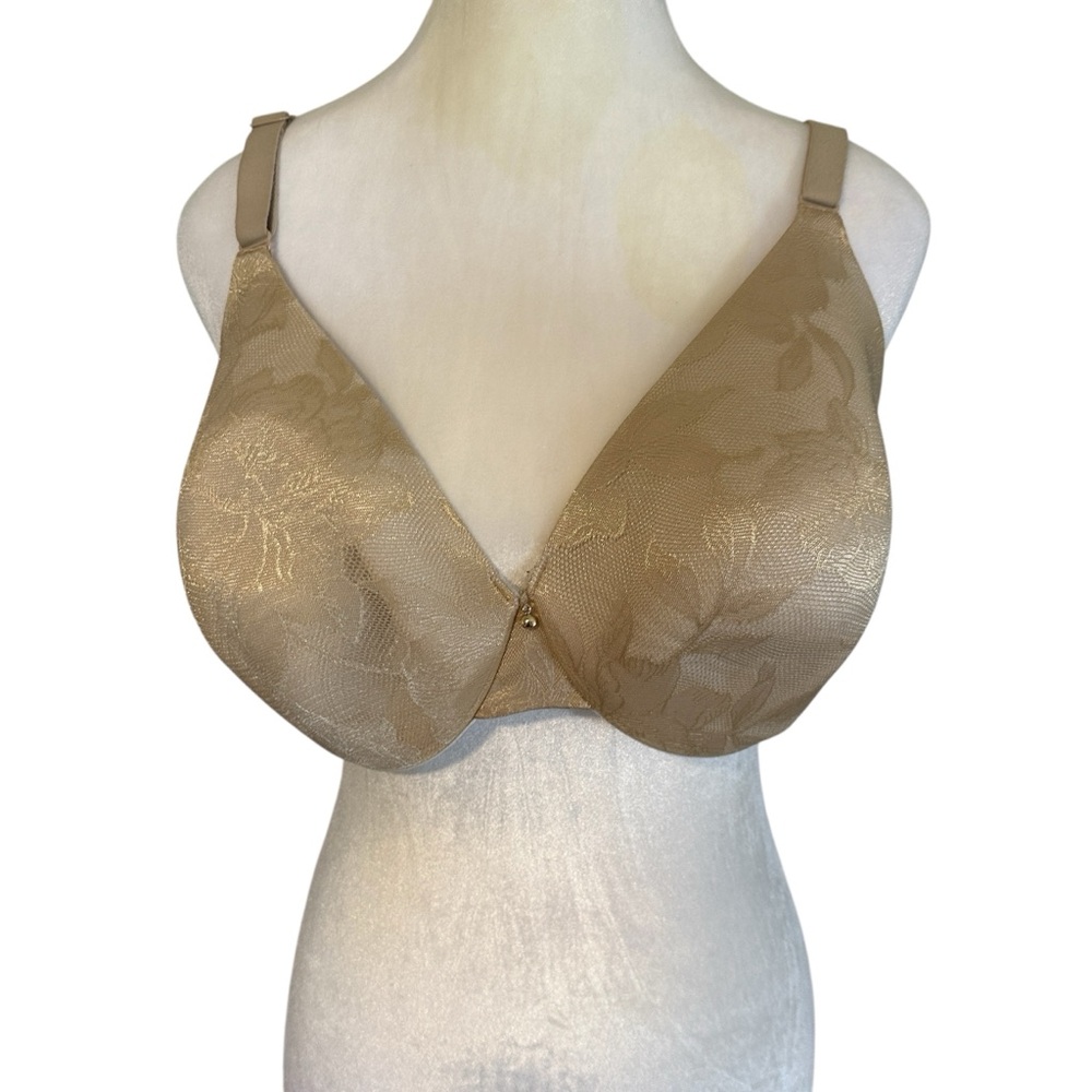 Cacique Lightly‎ Lined Full Coverage Plus Size 38DD Gold Lace Overlay Bra